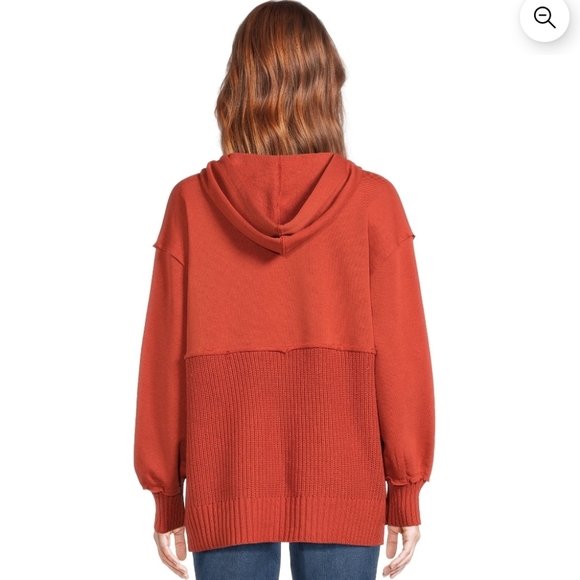 ⭐️40% Off⭐️ Time and Tru Mixed Media Sweatshirt with Hoodm in Orange Brick - Picture 4 of 7